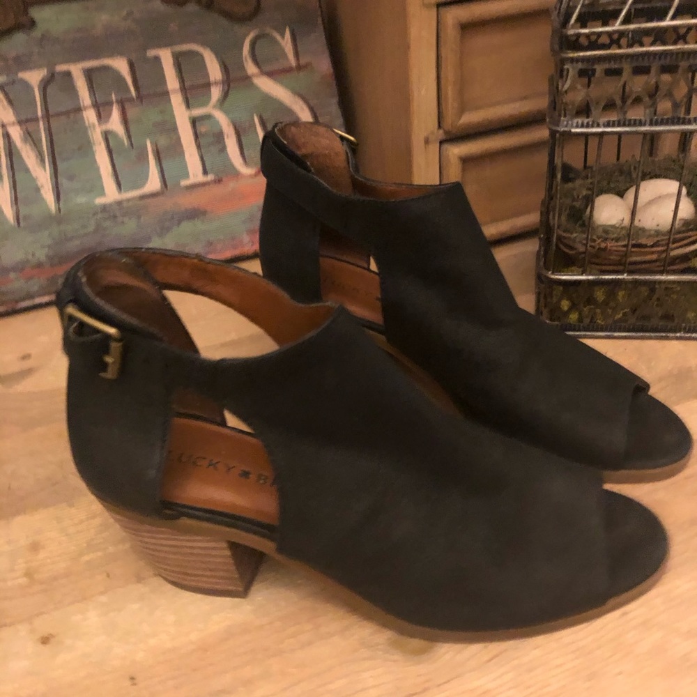 Lucky Brand Barimo Peep-toe Ankle Booties Black